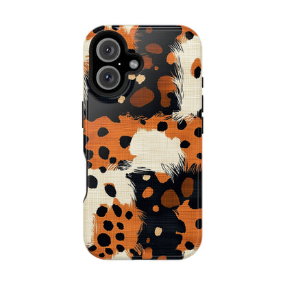 MagSafe iPhone Case: Cheetah Plaid – Brown & Black Pattern