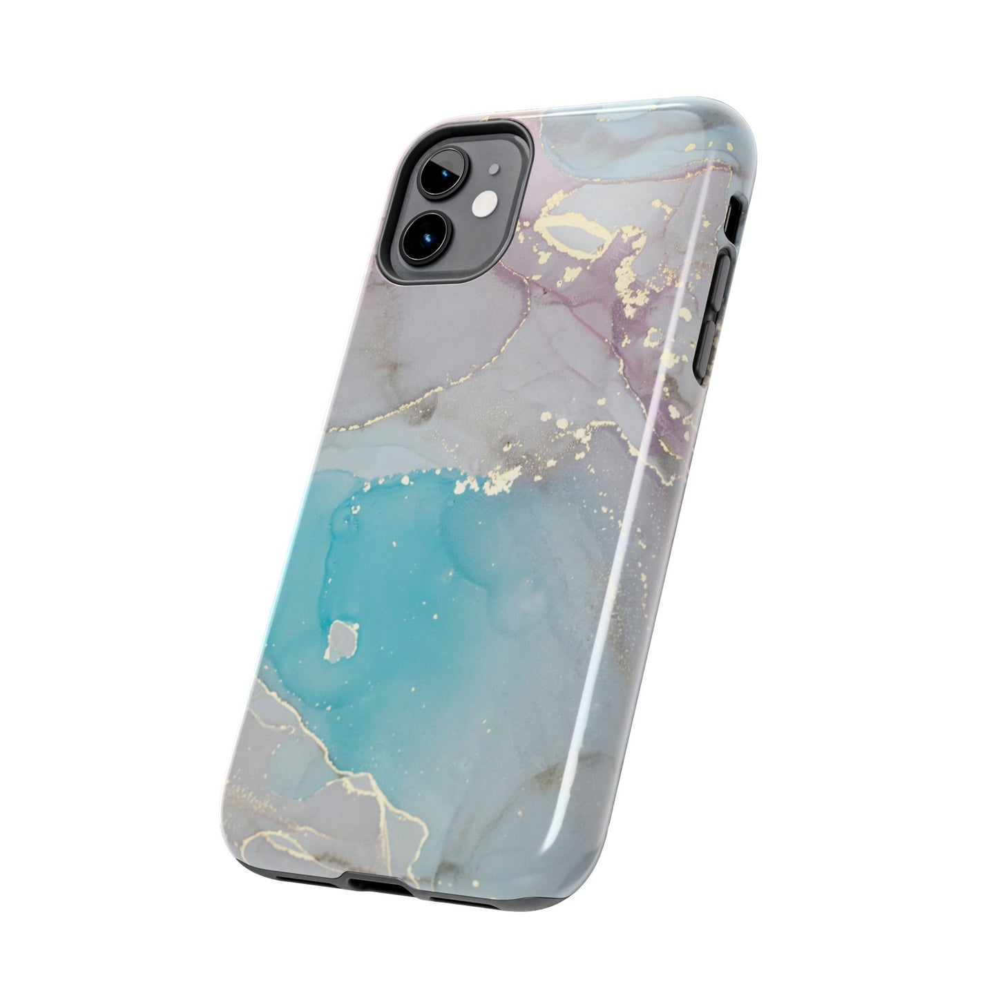 Sky Blue & Purple Marble Wave – iPhone Case with Fluid Swirl Pattern