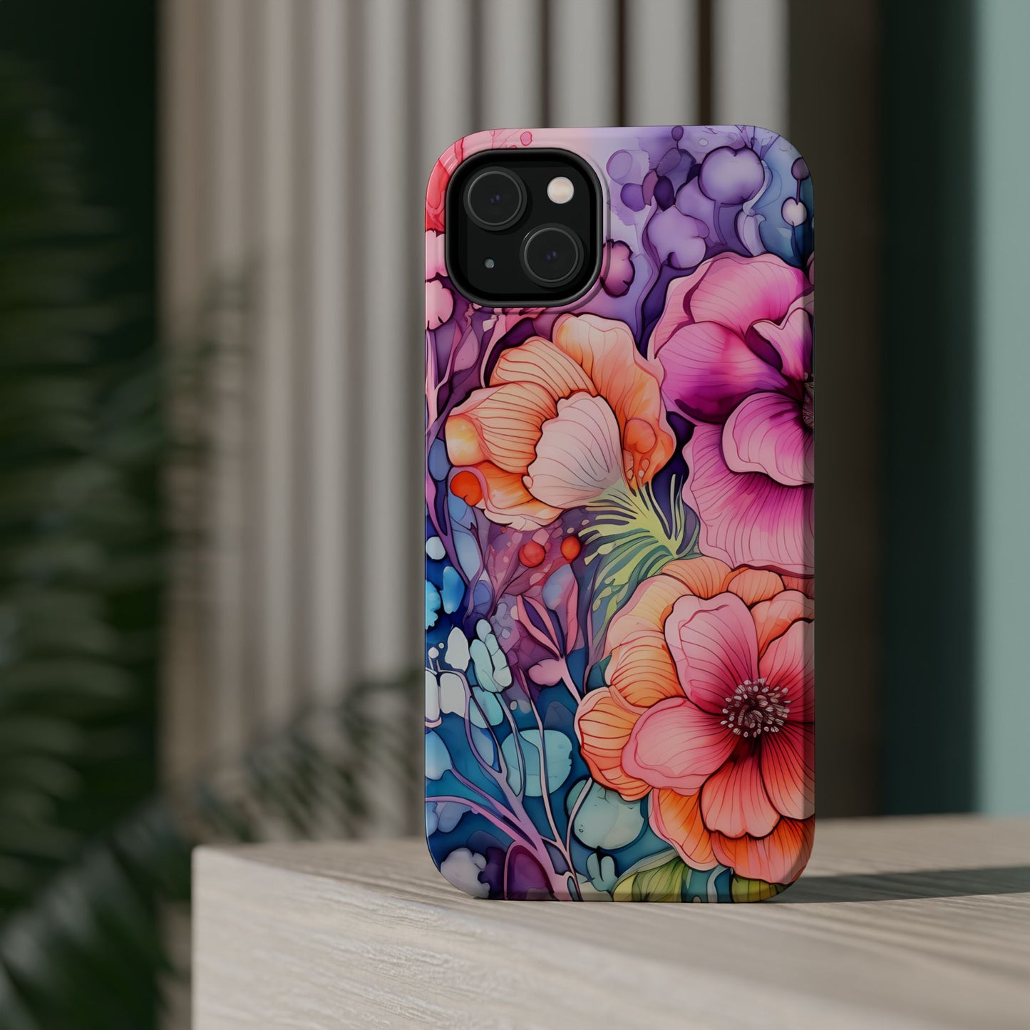 Bright Watercolor Floral Splash MagSafe iPhone Series Case – Bold Artistic Design