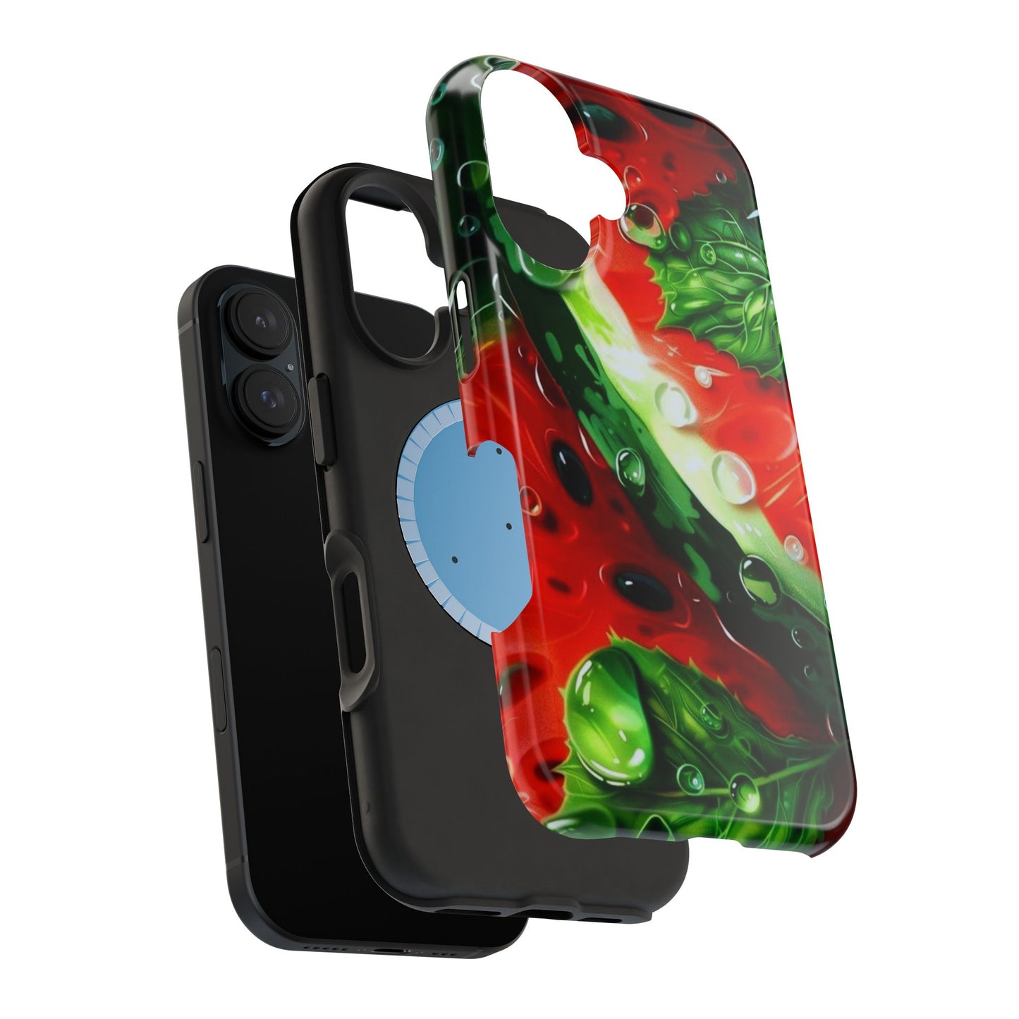 Juicy Watermelon & Mint MasSafe iPhone Case – Tough Dual-Layer, Vibrant Summer Design