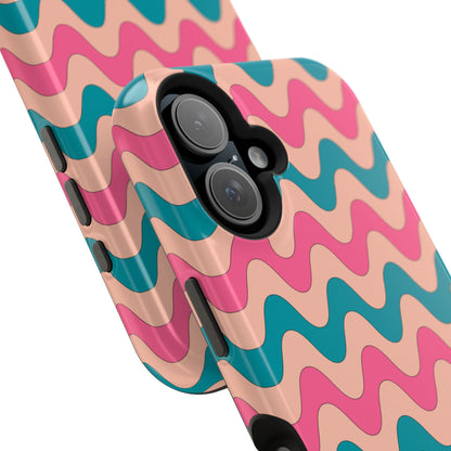 Retro Waves Pattern MagSafe iPhone Case – Shockproof Design with Dual-Layer Protection