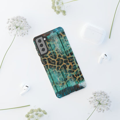 Turquoise Rustic Leopard Wood - Samsung Galaxy Series Case