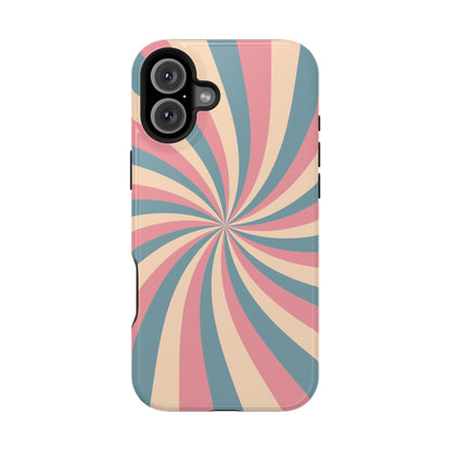 Vintage Pastel Swirl MagSafe iPhone Case – Dual-Layer Protection with 70s-Inspired Design