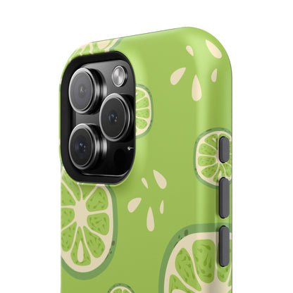 Zesty Lime Splash Tough MagSafe iPhone Case – Fresh Citrus Design, Dual-Layer Protection