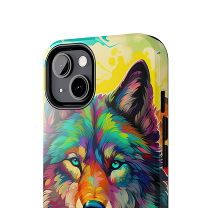 Rainbow Wolf in Bloom – iPhone Case with Vivid Nature Design