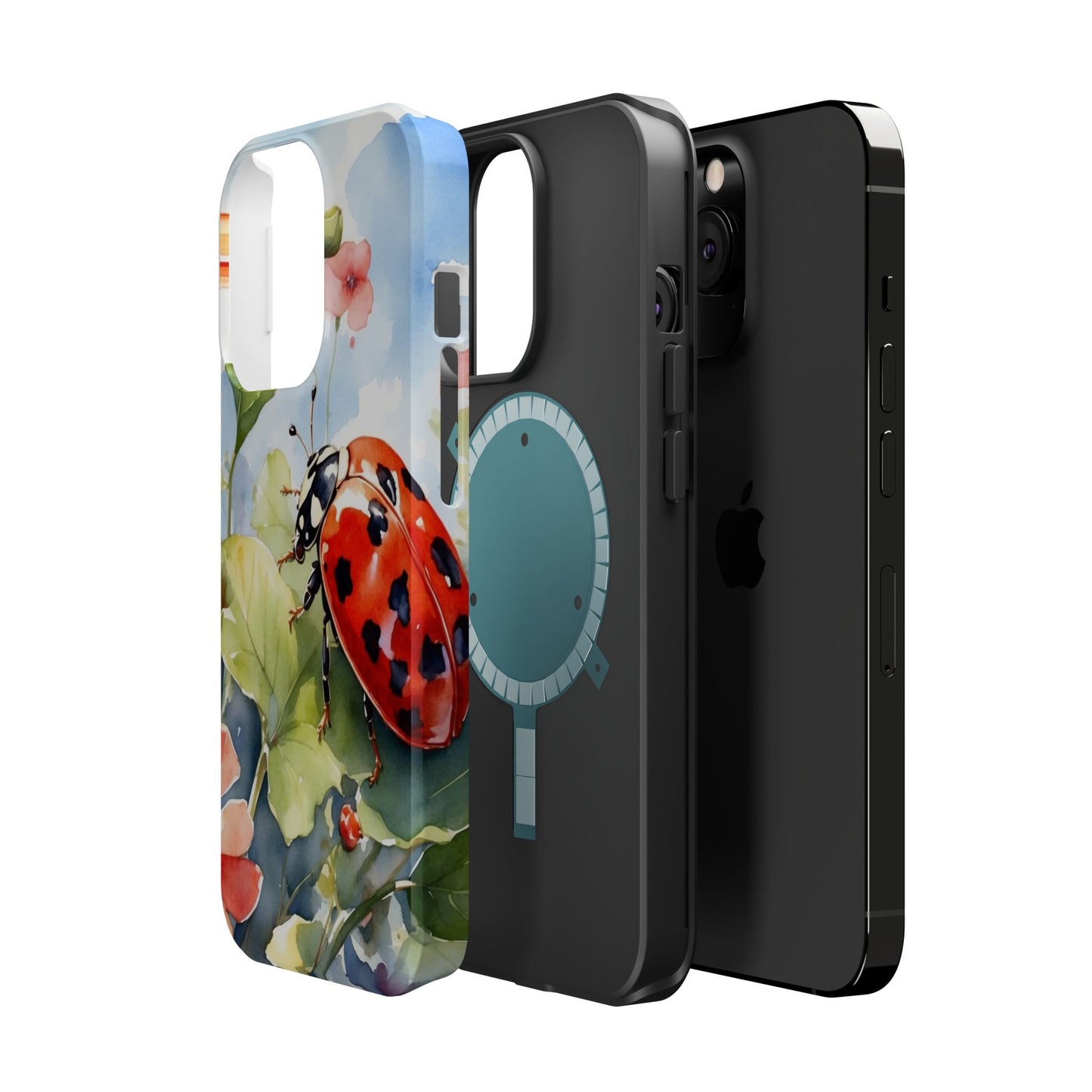 Watercolor Ladybug & Poppy Fields - MagSafe iPhone Case