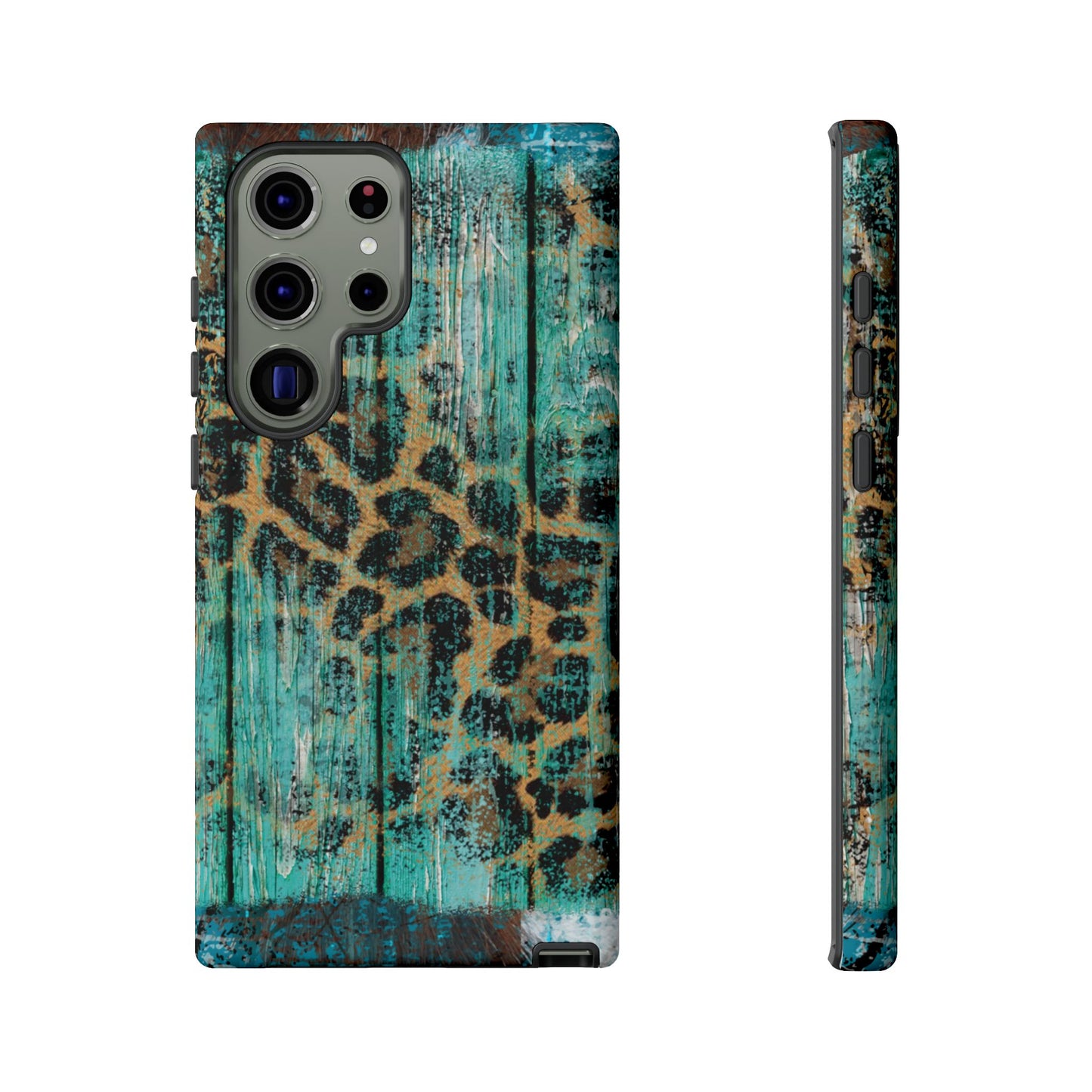 Turquoise Rustic Leopard Wood - Samsung Galaxy Series Case