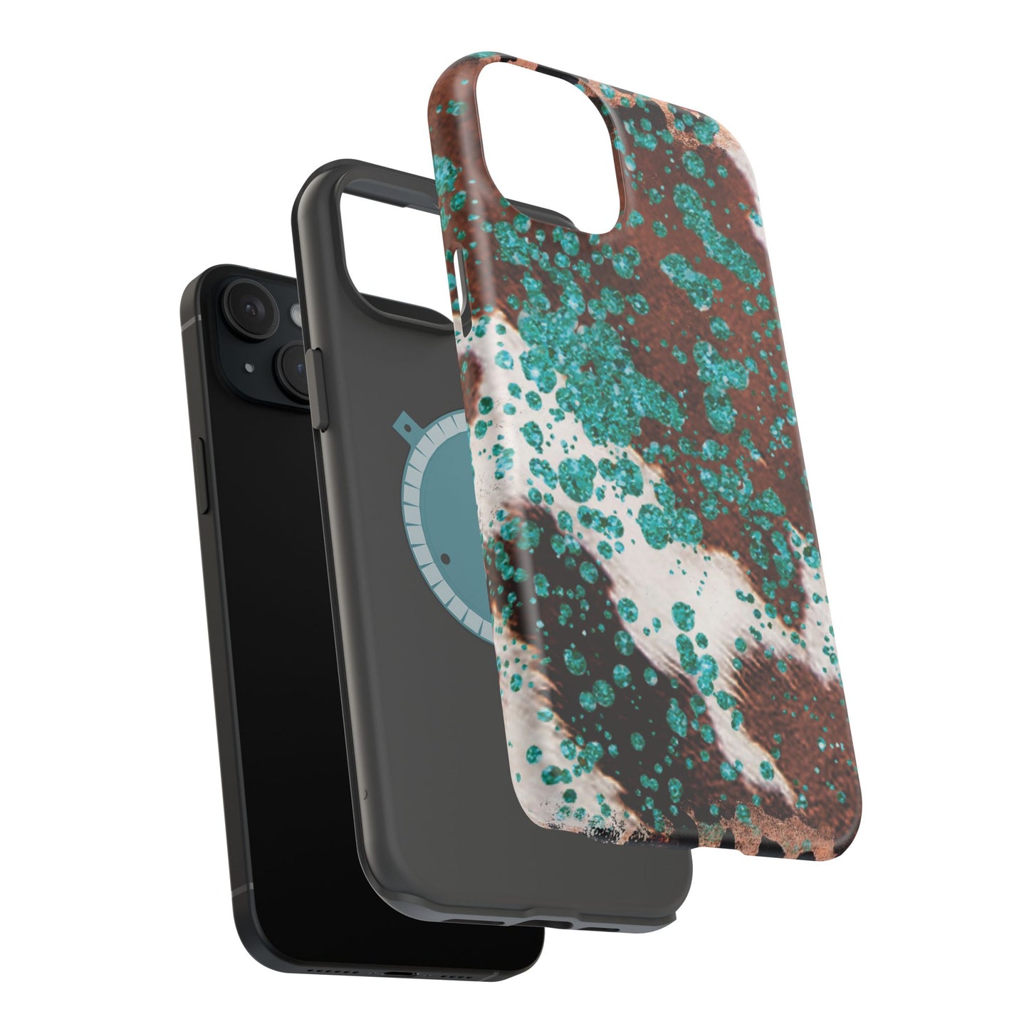 Teal Glitter Cowhide - MagSafe iPhone Series Case