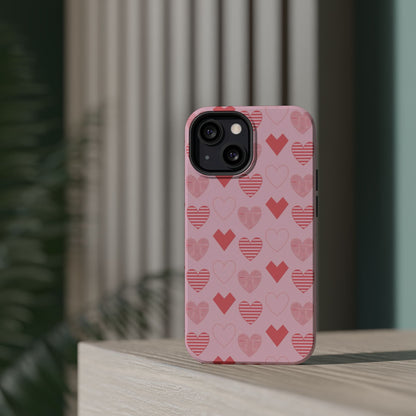 Striped Hearts MagSafe iPhone Case