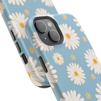 Bright Daisy MagSafe iPhone Case – Light Blue Background, Shockproof and Slim Design