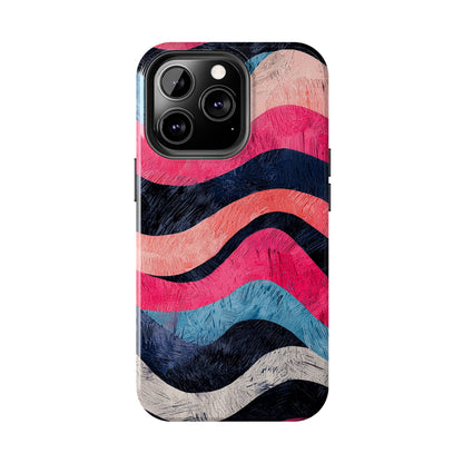 Abstract Wave Pattern iPhone Case – Shockproof, Matte Finish, Dual-Layer Protection