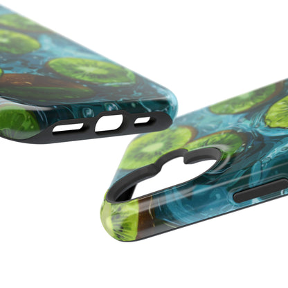 Tropical Kiwi Splash MagSafe iPhone Case – Tough Dual-Layer, Vibrant Summer Design