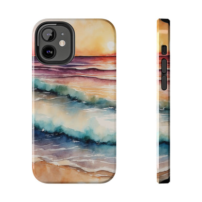 Sunset Waves iPhone Case – Vibrant Watercolor Design