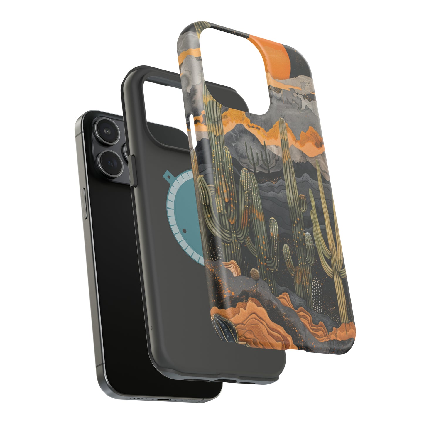 Desert Dusk MagSafe iPhone Case - Cacti Silhouettes & Sundown Hues for iPhone 15, 14, and 13 Series