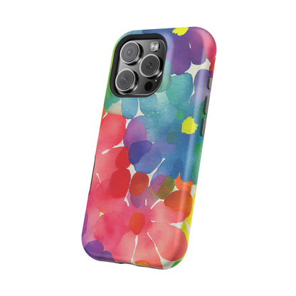 Rainbow Bloom Watercolor MagSafe iPhone Case – Slim Design, Glossy Finish