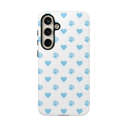 Blue Paw Prints & Hearts – Samsung Galaxy Case for Pet Lovers