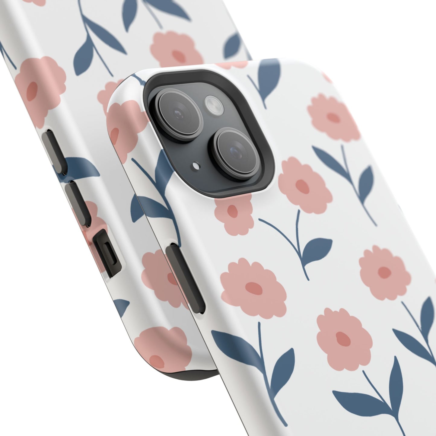 Playful Pink Floral Tough MagSafe  iPhone Case – Soft Pastel Design, Slim & Shockproof