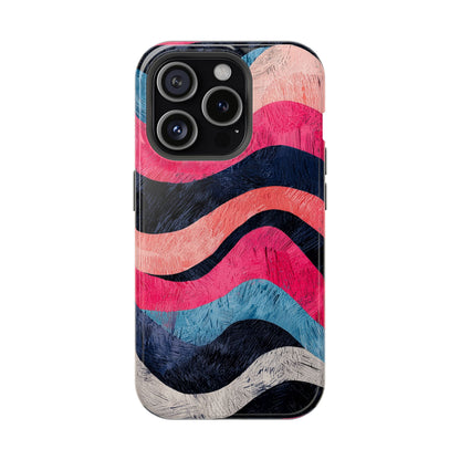 Abstract Wave Pattern MagSafe iPhone Case – Shockproof, Matte Finish, Dual-Layer Protection