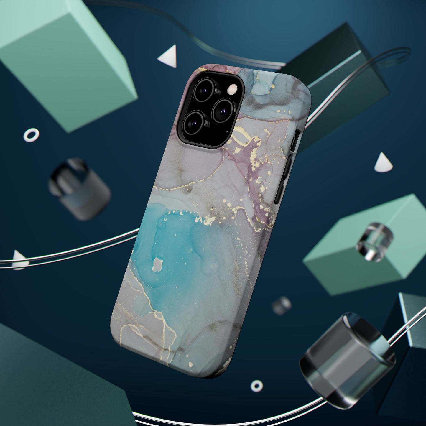 Sky Blue & Purple Marble Wave – MagSafe Case with Dreamy Marble Design