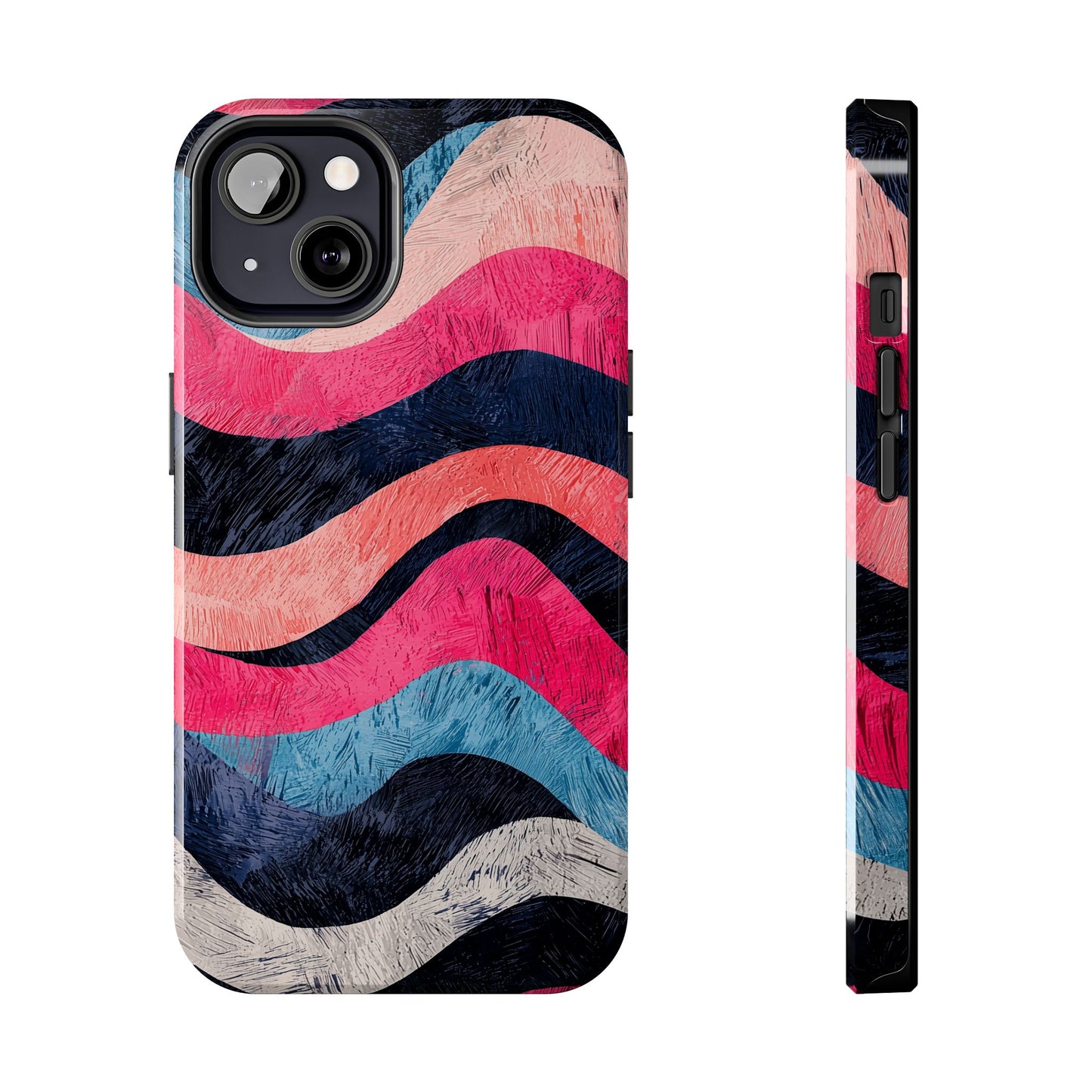 Abstract Wave Pattern iPhone Case – Shockproof, Matte Finish, Dual-Layer Protection