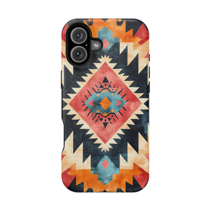 Bold Aztec Pattern Tough MagSafe iPhone Case – Vibrant Geometric Design, Dual-Layer Protection