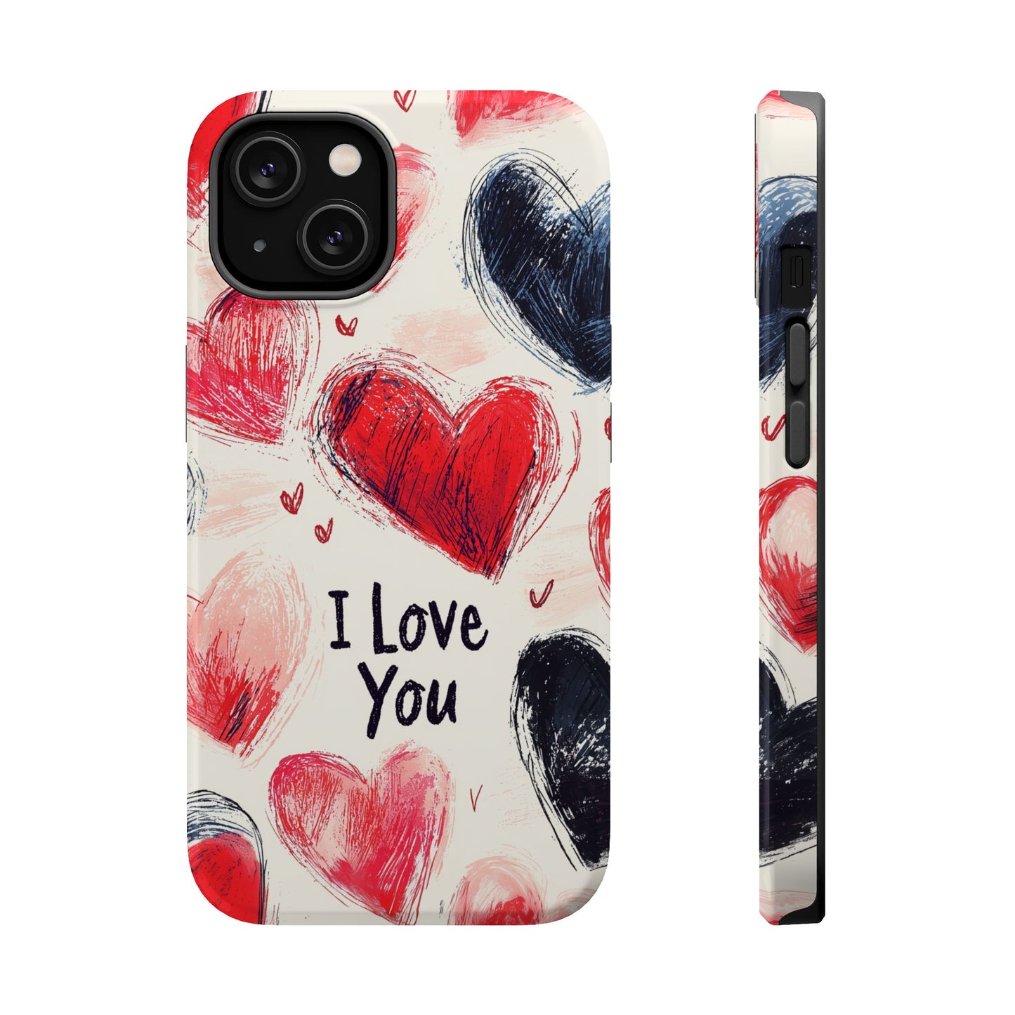 Brushstroke Hearts of Love "I Love You" - MagSafe Compatible Case