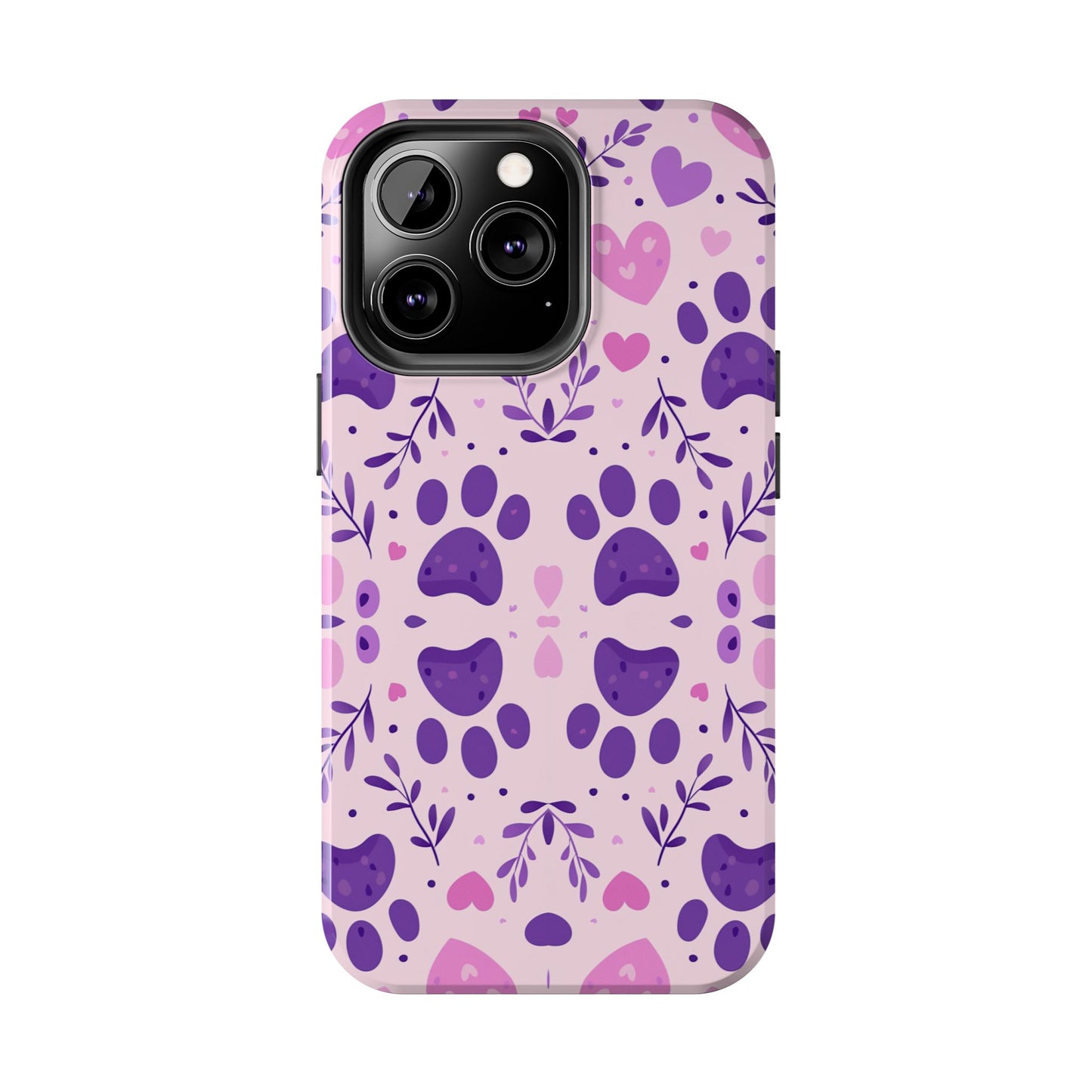 Pastel Paw Print iPhone Case - Cute Pet-Themed Floral Protective Cover