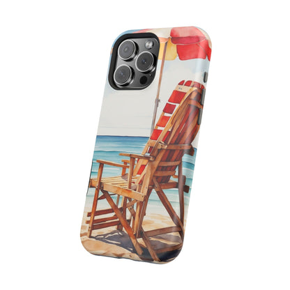 Beach Bliss MagSafe iPhone Series Case – Relaxing Seaside Chair and Umbrella Design