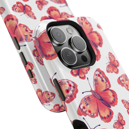 Coral Butterfly MagSafe iPhone Case – Slim, Protective Design with Bold Watercolor Print