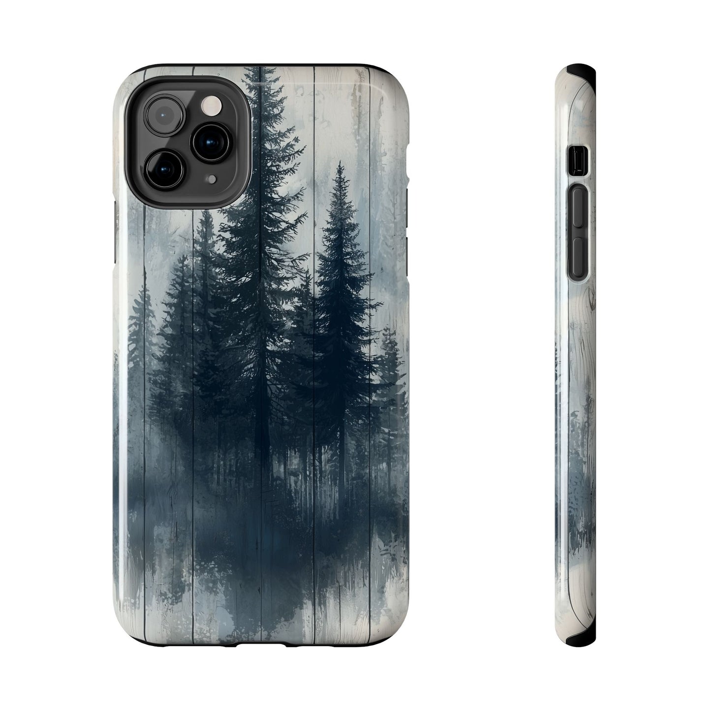 Rustic Pine Forest iPhone Case - Blue Toned Woodland Country Design