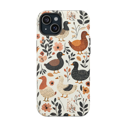 MagSafe iPhone Case: Vintage Duck – Floral & Leaf Design