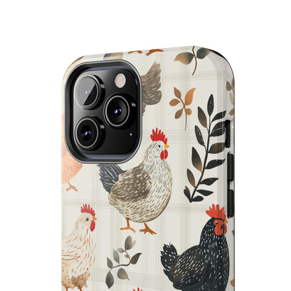 iPhone Case: Vintage Chicken & Leaves – Farmhouse Style Case