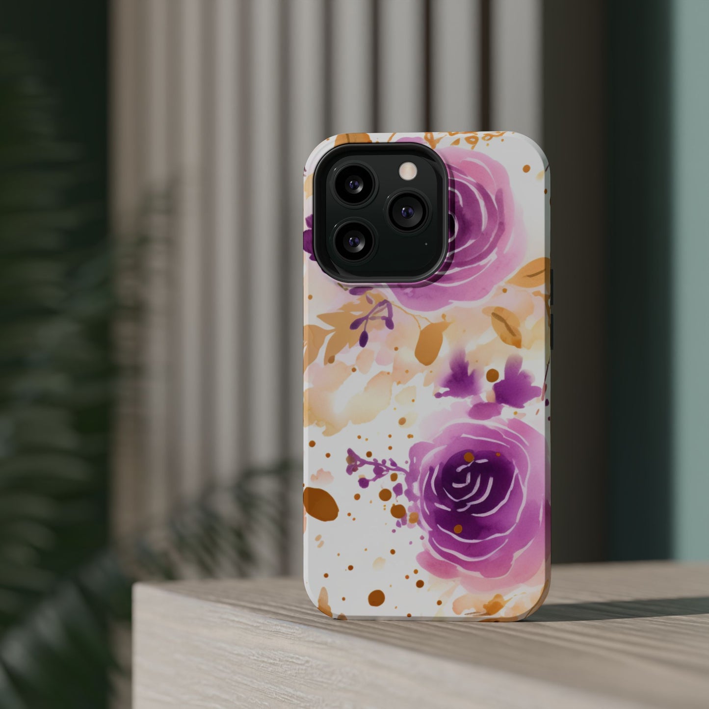 Soft Purple & Gold Floral Splash - MagSafe iPhone Series Case