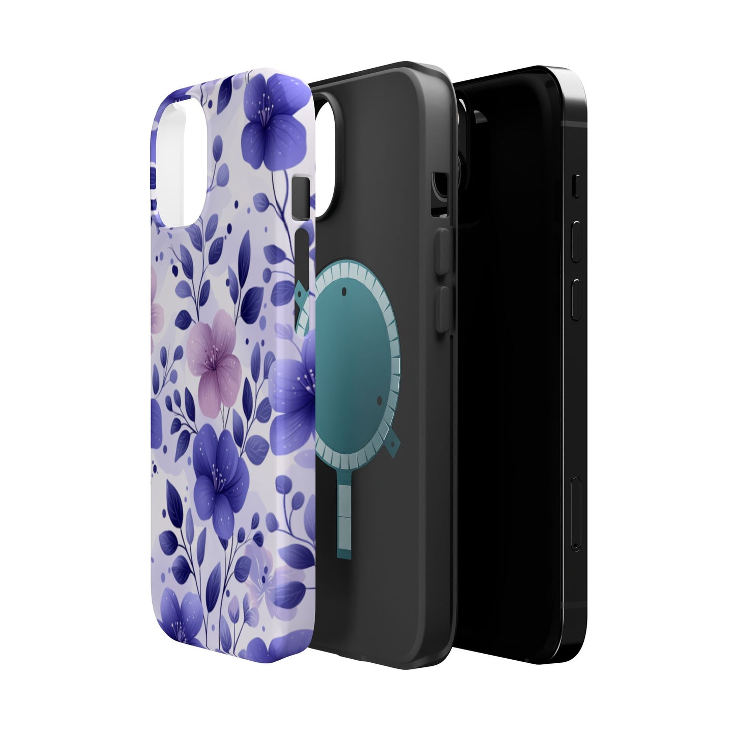 Purple Floral MagSafe iPhone Case – Durable Protection with Elegant Flower Design