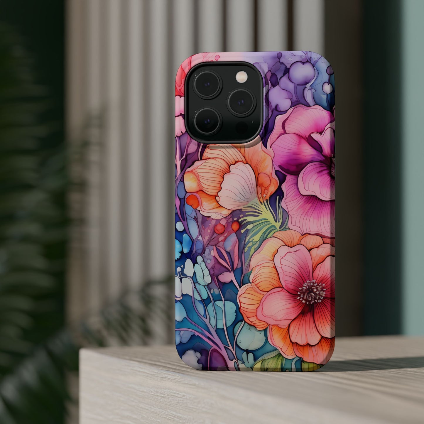 Bright Watercolor Floral Splash MagSafe iPhone Series Case – Bold Artistic Design