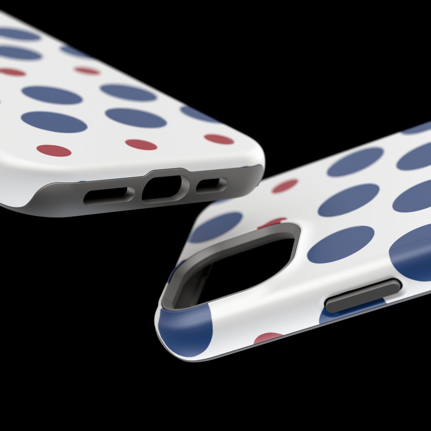 Bold Navy & Red Polka Dot Pattern – MagSafe iPhone Case