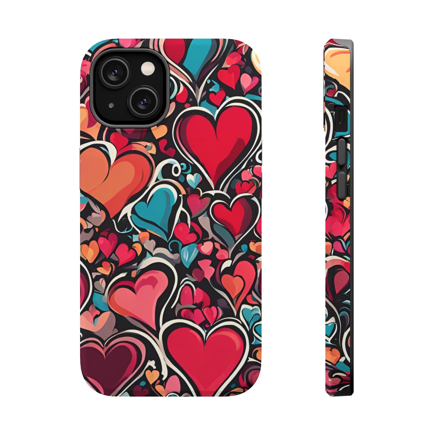 Vibrant Multicolor Heart Art – MagSafe-Compatible iPhone Case