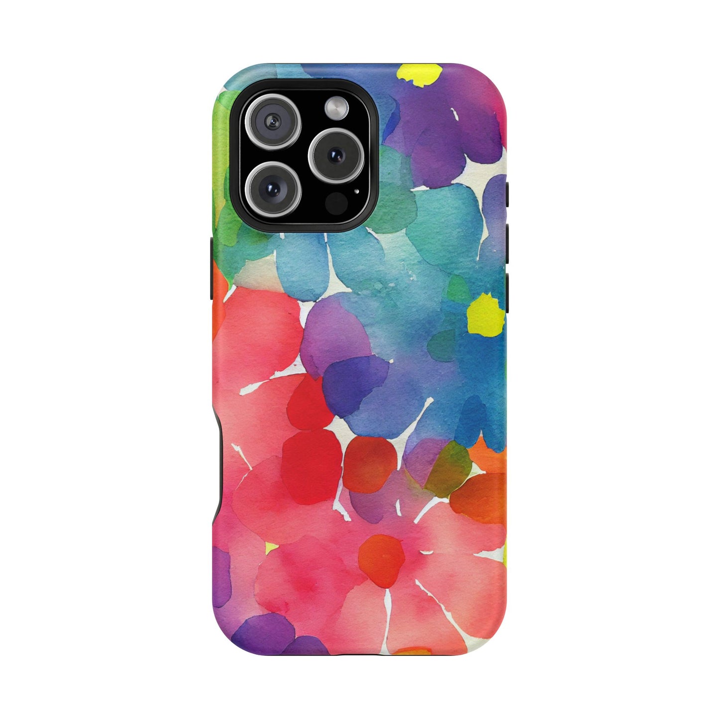 Rainbow Bloom Watercolor MagSafe iPhone Case – Slim Design, Glossy Finish