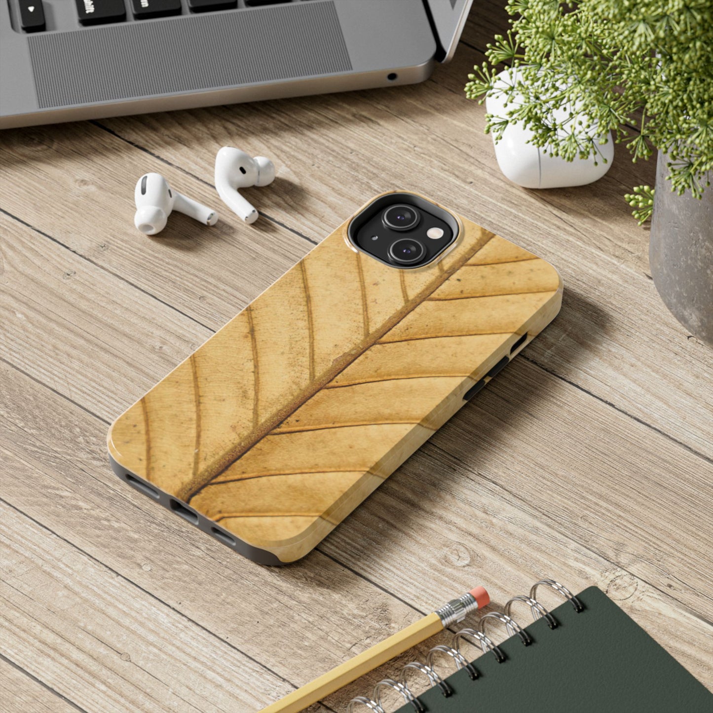 Golden Leaf Texture iPhone Case – Minimal Nature Design