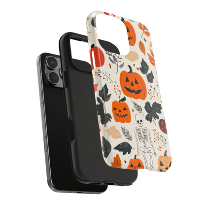 Spooky Pumpkin & Skeleton iPhone Case – Halloween Jack - O' - Lantern Design - BOGO Cases