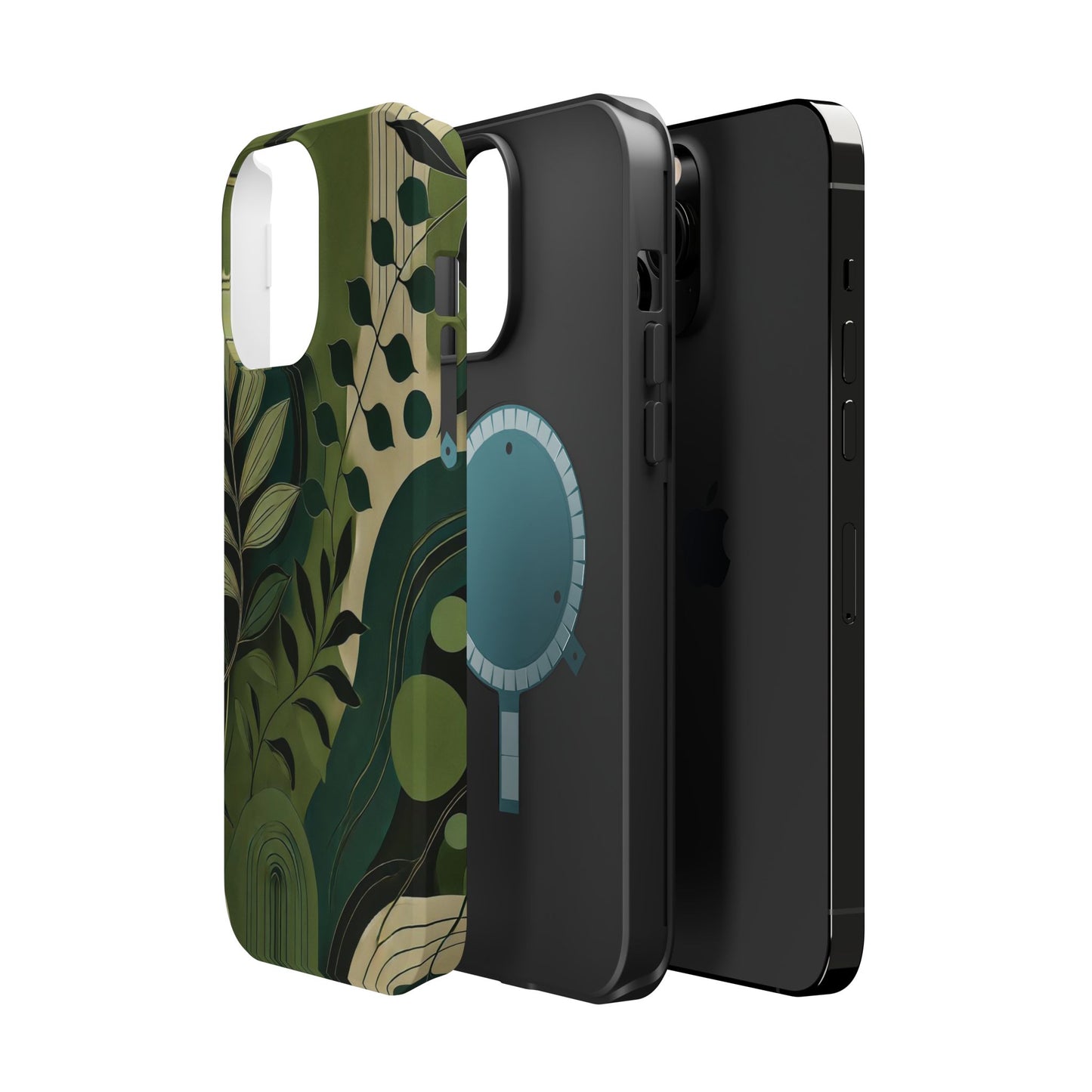 Abstract Green Leaves MagSafe iPhone Case - Nature-Inspired Protective Cover