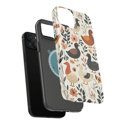 MagSafe iPhone Case: Vintage Duck – Floral & Leaf Design