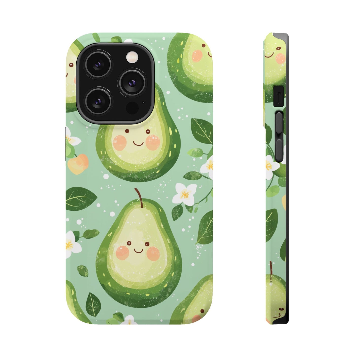 Smiling Avocados Tough MagSafe iPhone Case – Cute Avocado Design, Dual-Layer Protection