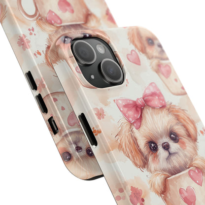 Adorable Puppy in Teacup iPhone Case – Tough, Dual - Layer Protection with Cute Pink Bow Design - BOGO Cases