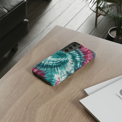 Teal and Pink Spiral Tie-Dye Samsung Galaxy Case – Boho Chic Design