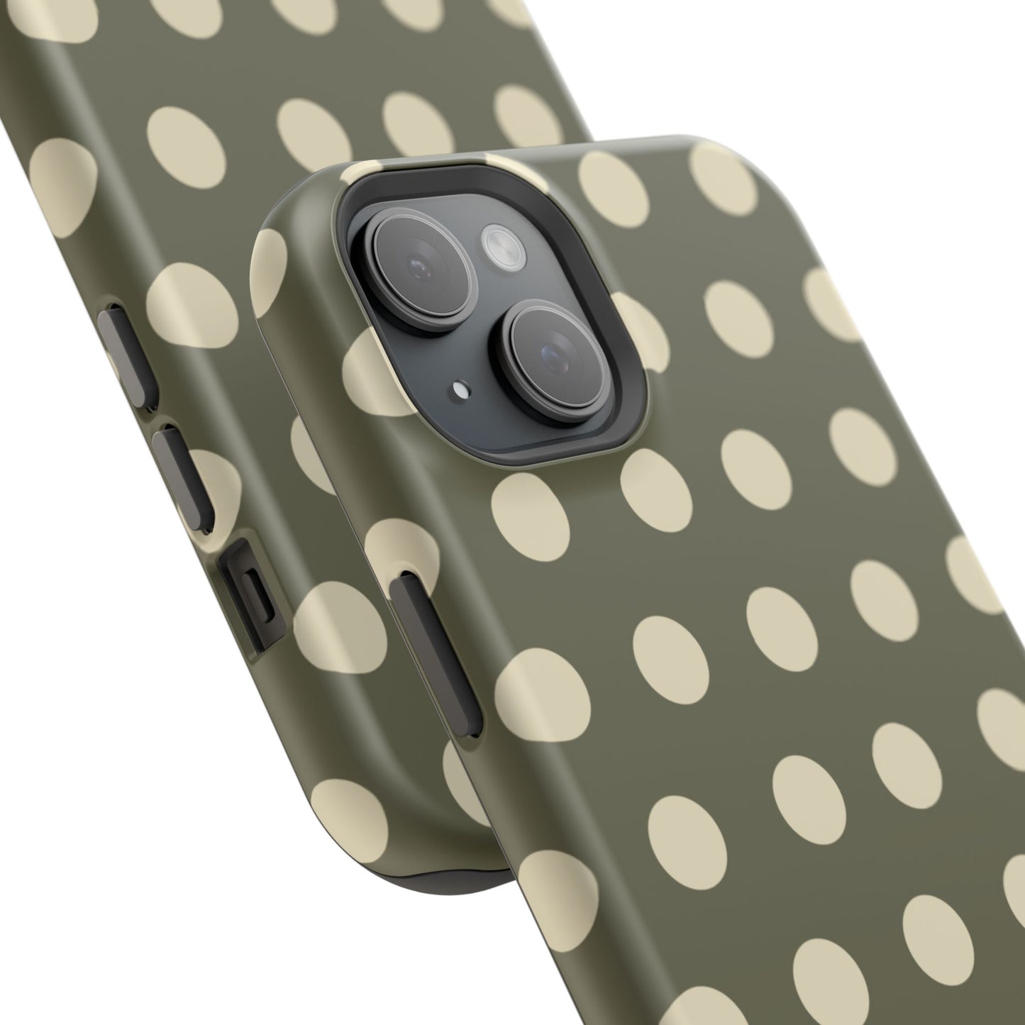 Vintage Green & Cream Polka Dots – MagSafe iPhone Case