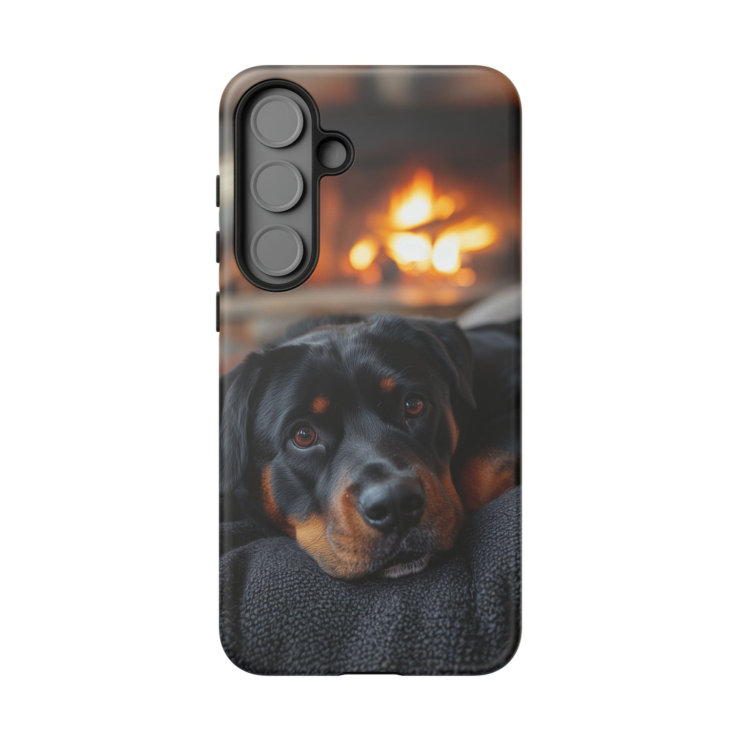 Warm Rottweiler by the Fireplace Samsung Galaxy Case – Rustic Charm for Dog Lovers