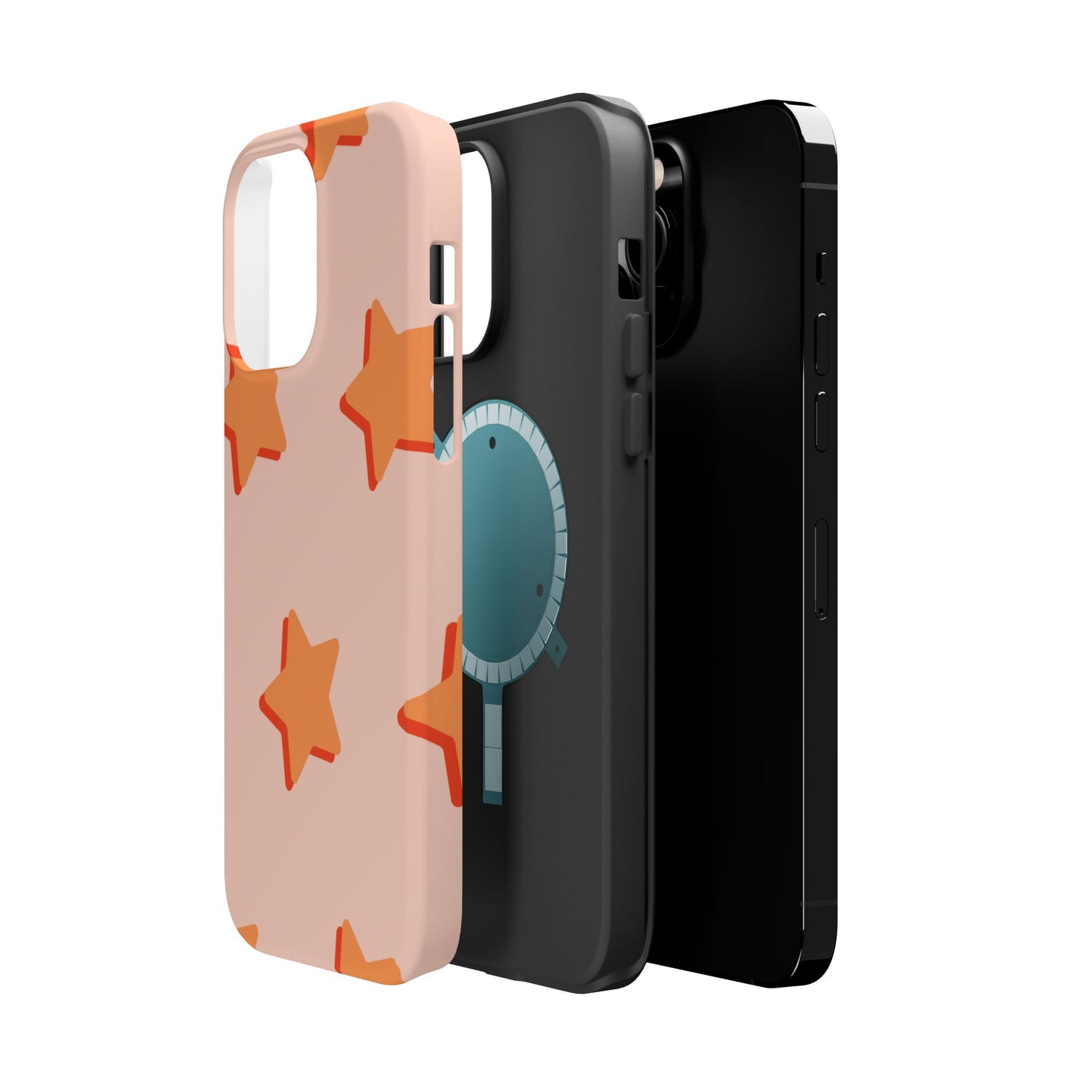 Retro Orange Stars MagSafe iPhone Case – Shock-Resistant, Smooth Matte Finish, Dual-Layer Design