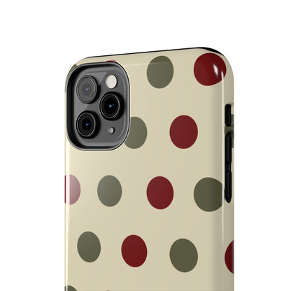 Red & Green Polka Dots on Cream – iPhone Case