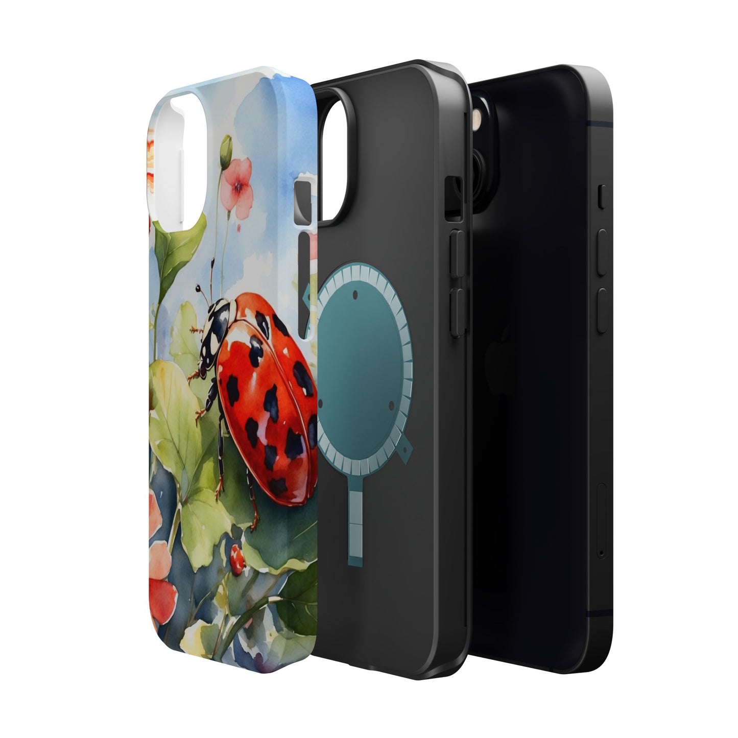 Watercolor Ladybug & Poppy Fields - MagSafe iPhone Case